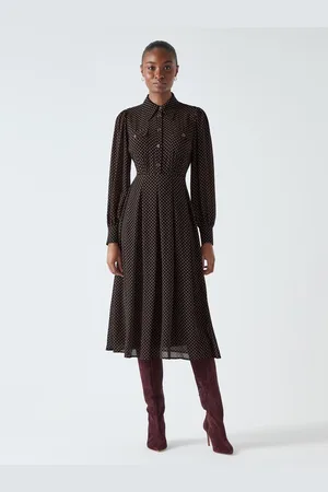 LK Bennett Cody Polka Dot Print Pocket Shirt Dress AU 12
