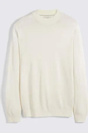 Moss White Merino Mock Neck Jumper M