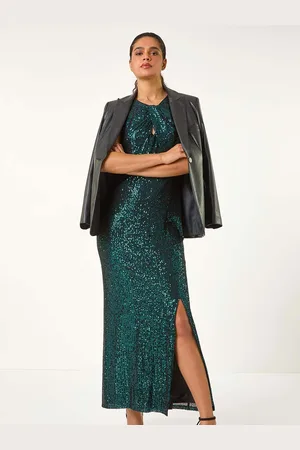 Roman Sequin Twist Front Maxi Stretch Dress AU 10