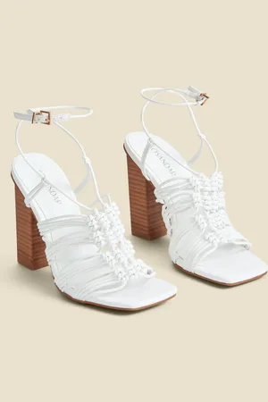 Sosandar White Gladiator Square Toe Block Heel Sandals AU 5 (EU 36)
