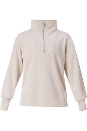 Sweaty Betty Brown Sand Wash Half Zip Longline Sweatshirt L