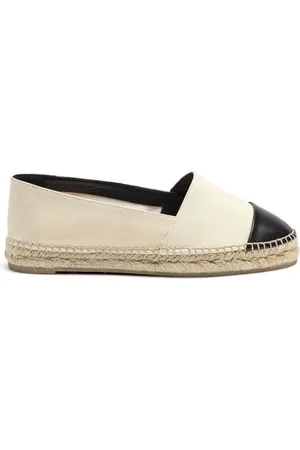 Castaner Cream Sflat Slip-On Leather Toe Espadrille AU 6 (EU 37)