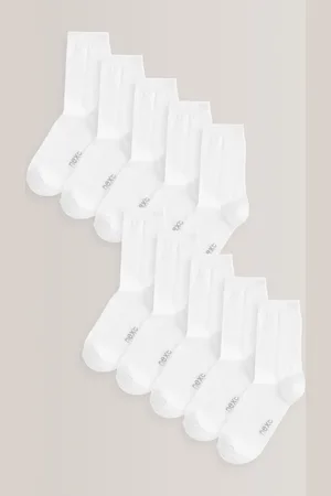 Next White 10 Pack Cotton Rich Socks 4-6.5