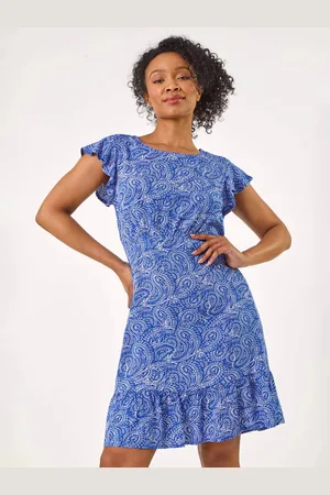 Roman Petite Paisley Print Frill Tea Dress AU 16