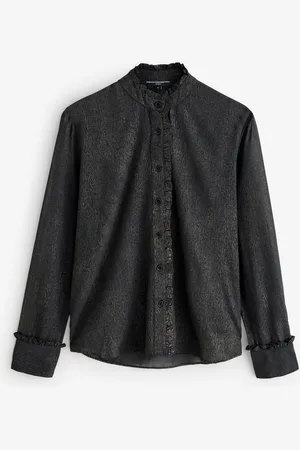 French Connection Black Alina Foil Top M