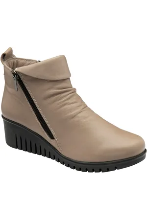 Lotus Grey Leather Wedge Ankle Boots AU 7 (EU 38)