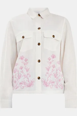 Accessorize Natural Floral Print Embroidered Shacket S