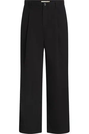 Calvin Klein Black Cropped Pleated 100% Cotton Trousers 31W x 31L (UK 31 R)