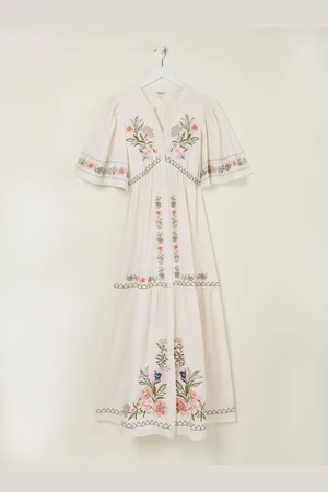 Fat Face FatFace Paige Embroidered Midi Dress AU 6 R