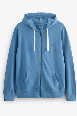 Superdry Blue Classic Essential Zip 100% Cotton Hoodie M