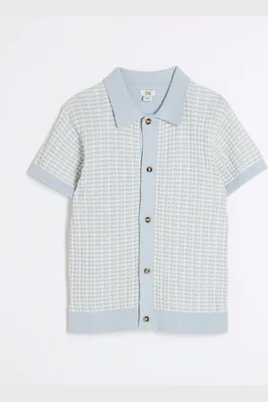 River Island Boys Textured Revere Knit 100% Cotton Polo Shirt 9