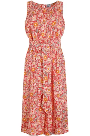Weird Fish Red Nalani Viscose Printed Jumpsuit AU 8