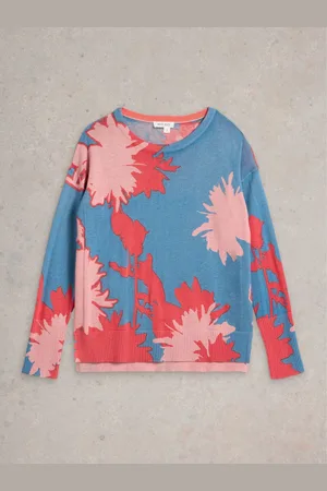 White Stuff Blue Olive Floral Jumper AU 16