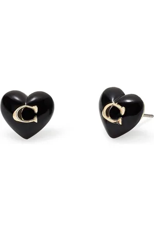 Coach Gold Tone Earring Resin Heart Stud Earrings One