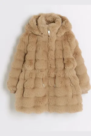 River Island Brown Girls Bobble Faux Fur Coat 11