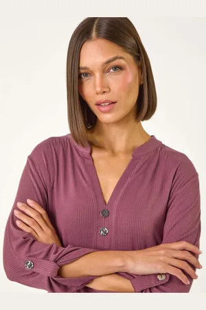Roman Ribbed Buttoned Stretch Tunics AU 10