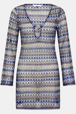 Accessorize Blue Sheer Stitch Beach Cover-Up Mini Dress S