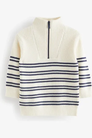 Next Ecru Cream Knitted Quarter Zip Jumper (3mths-7yrs) 2