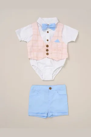 Little Gent 100% Cotton Bodysuit Brown Shirt with Mock Waistcoat Shorts and Bowtie Outfit Set 18 Months (86cm)