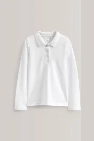 Next Slim Fit 5 Pack 100% Cotton Long Sleeve School Polo Shirts (3-16yrs) 11 Years (146cm)
