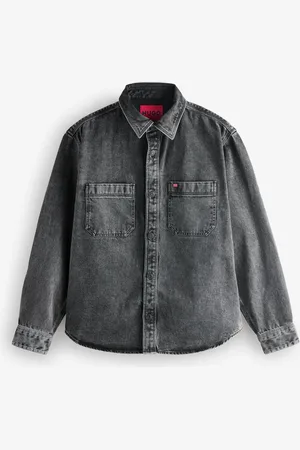 HUGO BOSS Patch Pockets Oversized Fit Denim Shirt L