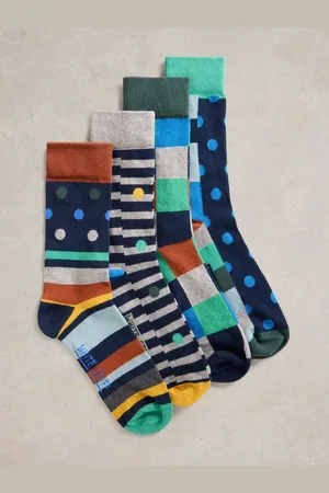 White Stuff Grey 100% Cotton Hotch Potch Ankle Socks 4 Pack M-L