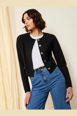 Friends Like These Black Gold Button Tailored Jacquard Blazer AU 12
