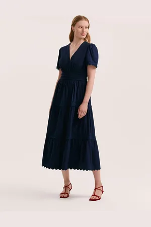 Finery London Wren Cotton Ric Rac Detail Tiered Midi Dress 24