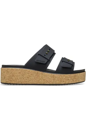 Crocs Black Brooklyn Cork Buckle Wedge Sandals AU 9 (EU 39.5)