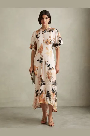 Reiss Chrissy Floral Print Midi Dress AU 8