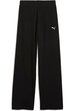 PUMA Black Womens ESS ELEVATED High-Waist Straight Leg Rib Pants S