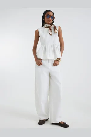 River Island White Pleated 100% Cotton Shell Vest Top AU 20