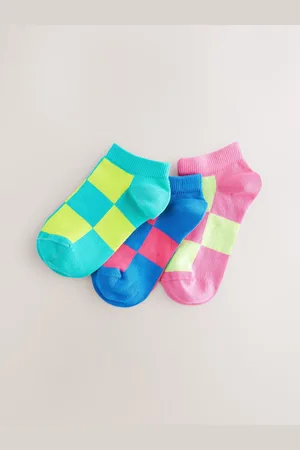 Next Multi 3 Pack Cotton Rich Checkerboard Trainer Socks 6-8.5 Jnr