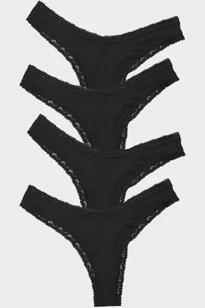 Stripe & Stare Thong Knickers 4 Pack M