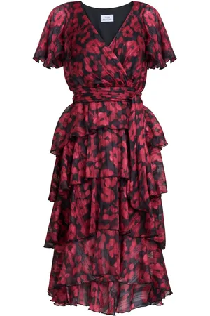 Gina Bacconi Lottie Elastic Waist Tiered Dress AU 8