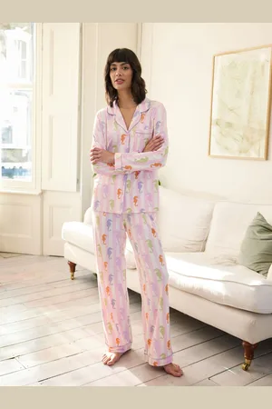 Chelsea Peers Pink Seahorse Stripe Print Long Pyjamas Set AU 12