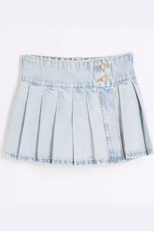 River Island Girls Denim Pleated 100% Cotton Shorts 5