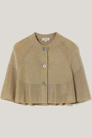 Jigsaw Gold Sparkly Knitted Cape Poncho S-M