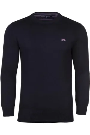 Raging Bull Blue Classic Crew Neck Knit Jumper 4XL
