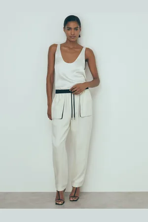 Reiss Neutral Pearl Relaxed Contrast Detail Cargo Trousers AU 14