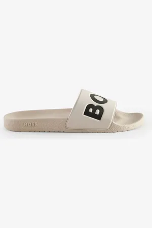 HUGO BOSS Cream Large Logo Sliders AU 11 (EU 45)