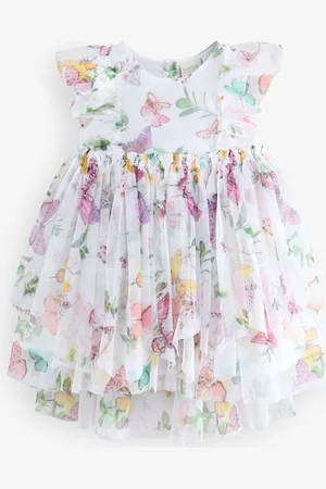 Ted Baker Printed Mesh Tiered Foil Butterfly Embroidered Dress 7492cm