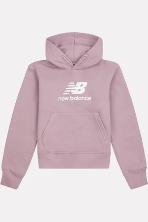 New Balance Red Girls Brush Back Stacked Logo Hoodie 10