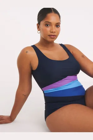 Simply Be Black Sports Piping Swimsuit AU 20
