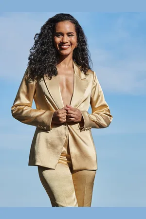 Sosandar Gold Metallic Luxe Blazer AU 16