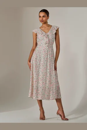 Jolie Moi Frill V-Neck Midaxi Dress AU 8