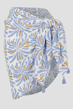 Monsoon Blue Cece Woodblock Tassel Sarong One
