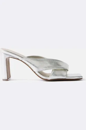 mint&berry Silver Cally Metallic Leather Sandals AU 10 (EU 41)