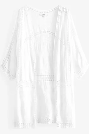 Next White Crochet Longline Kimono Cover-Up S