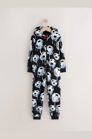 Next Black/White Football All-In-One Fleece Pyjamas (3-16yrs) 13 Years (158cm)